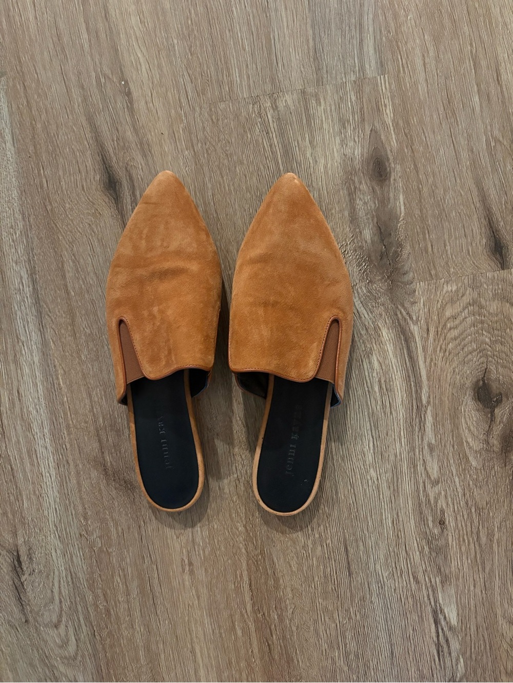 Jenni Kayne Suede Pointed Toe Mule Flats Cognac Brown Size 39 - Picture 5 of 8